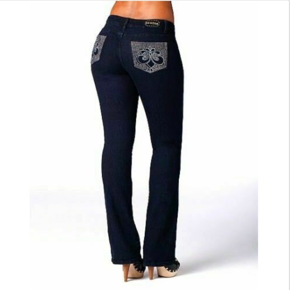 NEW Dereon Fleur Stud Bling Rhinestone STRETCH Jeans 16 PLUS SIZE Y2K NWT - Picture 1 of 16